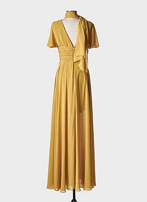 Robe longue manches courtes manches courtes jaune FASHION NEW YORK femme