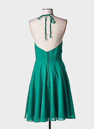 Robe mi-longue tissage crêpe fines bretelles vert MARIAGE femme