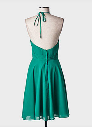 Robe mi-longue tissage crêpe fines bretelles vert MARIAGE femme
