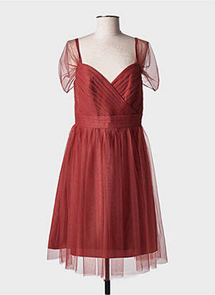 Robe mi-longue fermeture zippée au dos manches courtes orange MARIAGE femme