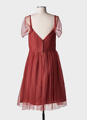 Robe mi-longue fermeture zippée au dos manches courtes orange MARIAGE femme
