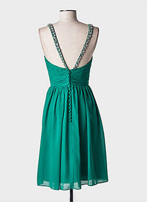 Robe mi-longue tissage crêpe fines bretelles vert MARIAGE femme