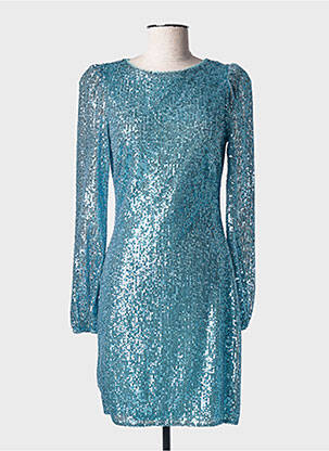 Robe courte manches longues manches longues bleu FASHION NEW YORK femme