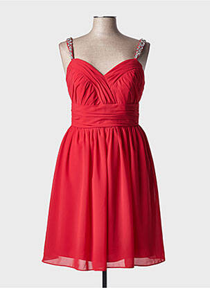 Robe mi-longue tissage crêpe fines bretelles rouge MARIAGE femme