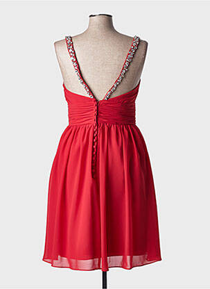 Robe mi-longue tissage crêpe fines bretelles rouge MARIAGE femme