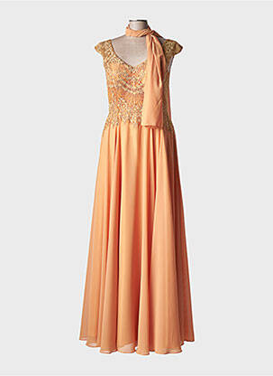 Robe longue orange FASHION NEW YORK pour femme