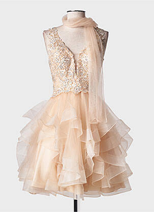 Robe mi-longue orange FASHION NEW YORK pour femme