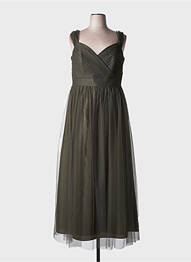 Robe longue coupe cintrée fines bretelles vert MARIAGE femme
