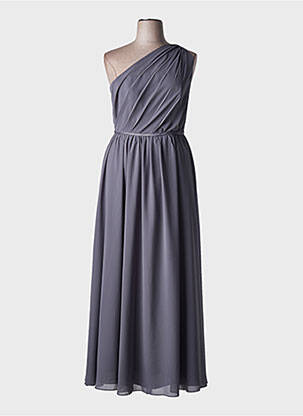 Robe longue tissage crêpe sans manche gris MARIAGE femme