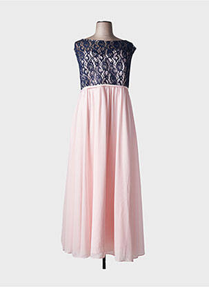 Robe longue tissage crêpe sans manche rose MARIAGE femme
