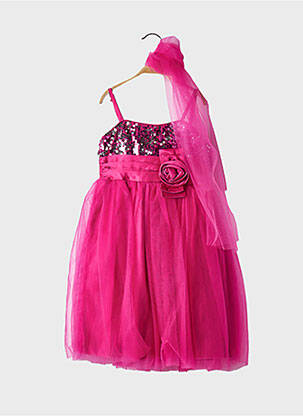Robe longue légère et transparente fines bretelles rose R FRAMBOISE fille