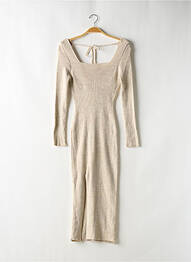 Robe longue manches 3/4 beige FASHIONKILLA femme