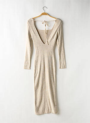 Robe longue manches 3/4 beige FASHIONKILLA femme