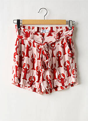 Short fermeture zippée sous rabat boutonné rouge FABIENNE CHAPOT femme