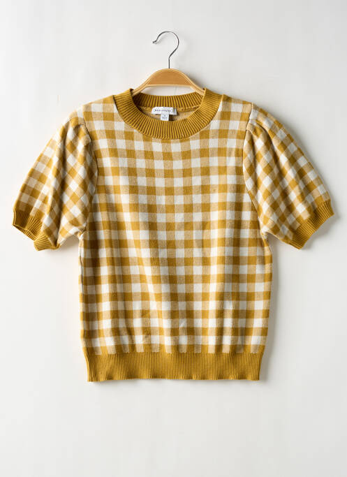 Pull stretch manches courtes jaune WAREHOUSE femme