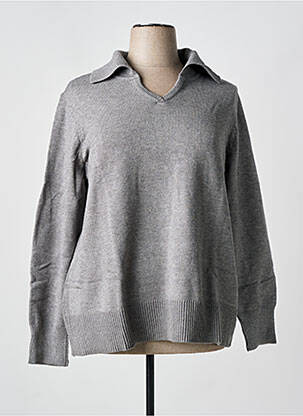Pull tissage chiné manches longues gris SHEEGO femme