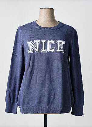 Pull stretch manches longues bleu SHEEGO femme