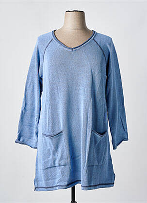 Pull tissage chiné manches longues bleu SHEEGO femme