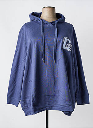 Sweat-shirt à capuche col v manches longues bleu SHEEGO femme