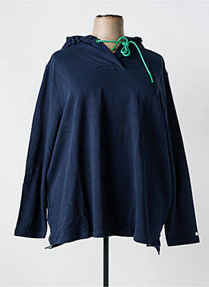 Sweat-shirt à capuche col v manches longues bleu SHEEGO femme