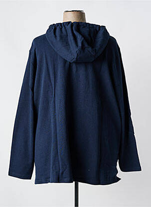 Sweat-shirt à capuche col v manches longues bleu SHEEGO femme