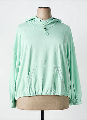 Sweat-shirt à capuche stretch manches longues vert SHEEGO femme