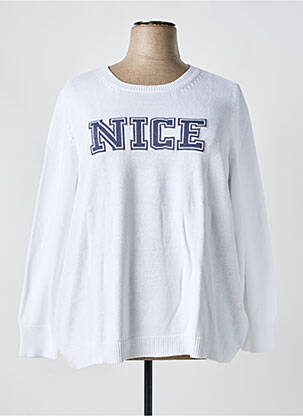 Pull resserrée sur le bas manches longues blanc SHEEGO femme