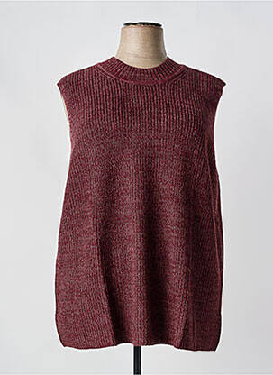 Pull tissage chiné sans manche rouge SHEEGO femme
