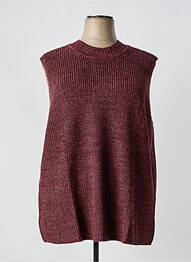 Pull tissage chiné sans manche rouge SHEEGO femme