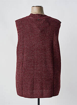Pull tissage chiné sans manche rouge SHEEGO femme