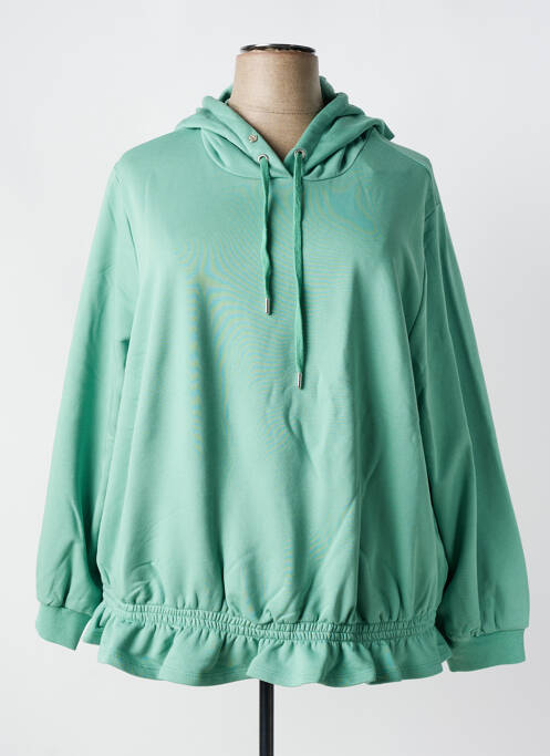 Sweat-shirt à capuche col v manches longues vert SHEEGO femme