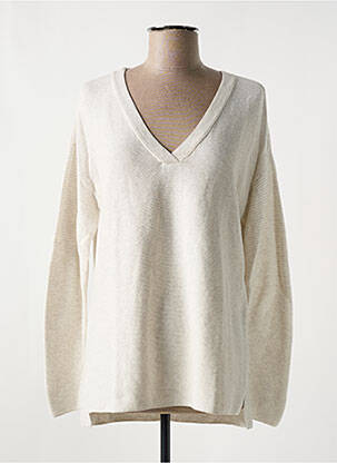 Pull tissage chiné manches longues gris clair YAYA femme
