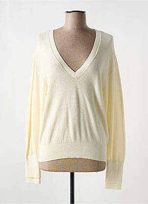 Pull col v manches longues beige YAYA femme