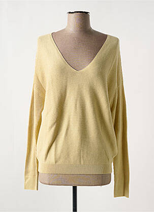 Pull col v manches longues beige YAYA femme