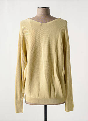 Pull col v manches longues beige YAYA femme