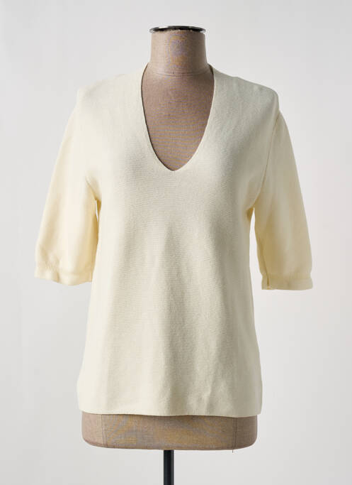 Pull coupe cintrée manches courtes beige YAYA femme