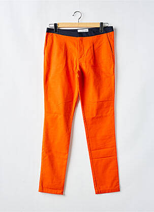 Pantalon chino fermeture zippée sous rabat avec crochet taille normale orange LAURENCE AIRLINE homme