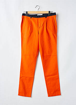 Pantalon chino fermeture zippée sous rabat avec crochet taille normale orange LAURENCE AIRLINE homme
