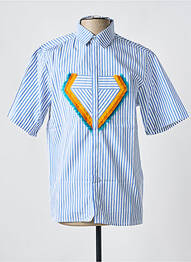 Chemise manches courtes coupe droite bleu LAURENCE AIRLINE homme
