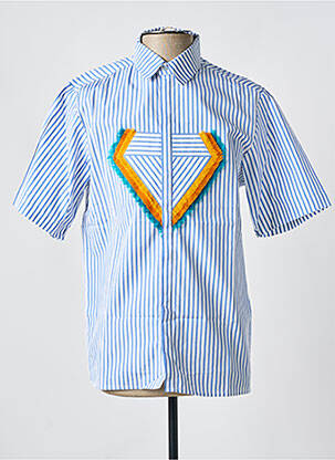 Chemise manches courtes coupe droite bleu LAURENCE AIRLINE homme