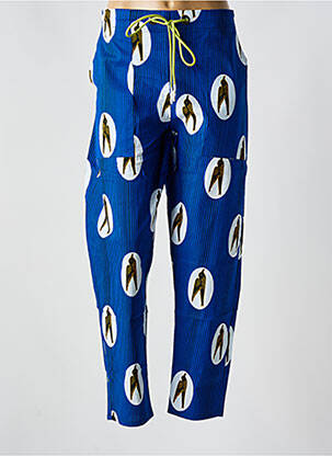 Pantalon droit tissage popeline taille normale bleu LAURENCE AIRLINE homme