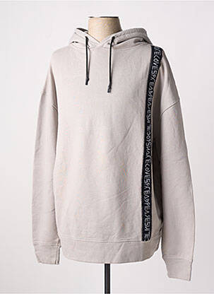 Sweat-shirt à capuche tissage jersey manches longues gris LAURENCE AIRLINE homme