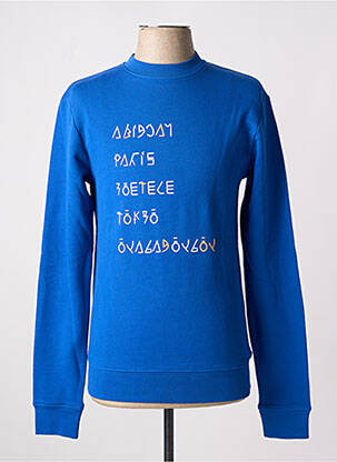 Sweat-shirt stretch manches longues bleu LAURENCE AIRLINE homme