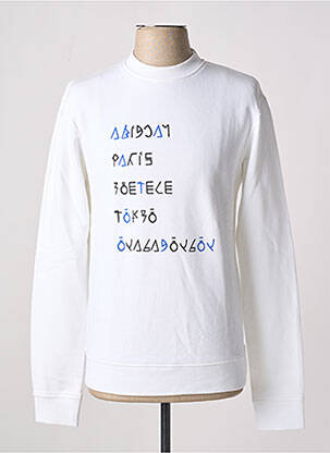 Sweat-shirt stretch manches longues blanc LAURENCE AIRLINE homme