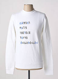 Sweat-shirt stretch manches longues blanc LAURENCE AIRLINE homme
