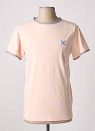 T-shirt broderie manches courtes rose LAURENCE AIRLINE homme