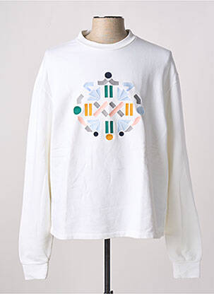 Sweat-shirt broderie manches longues blanc LAURENCE AIRLINE homme