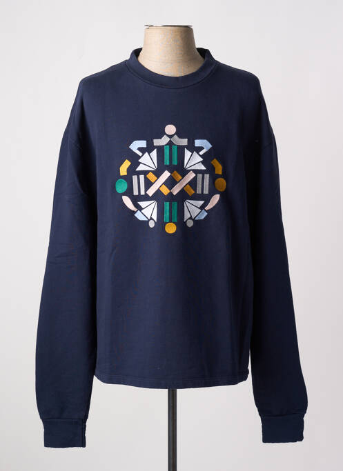 Sweat-shirt broderie manches longues bleu LAURENCE AIRLINE homme