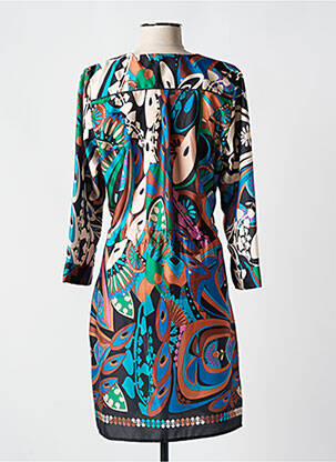 Robe courte coupe fluide manches longues bleu HALOGENE femme