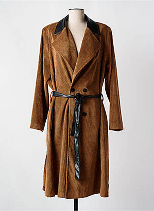 Manteau long coupe cintrée sans capuche marron ONE O ONE femme